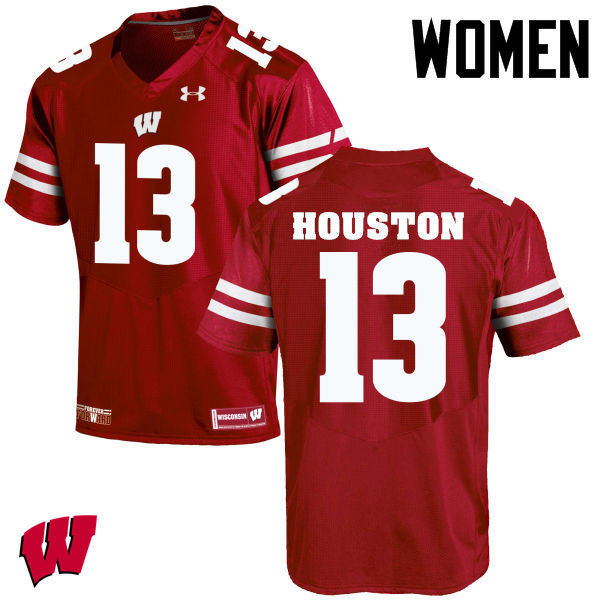 Wisconsin Badgers Women's #13 Bart Houston NCAA Under Armour Authentic Red College Stitched Football Jersey OA40P38VV